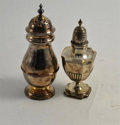 Lot 148 - A George III silver pepperette, London 1801 and a modern silver sugar castor (2)