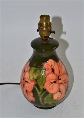 Lot 164 - A Moorcroft Hibiscus pattern lamp base