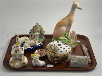 Lot 167 - A Spode porcelain posy holder and pierced cover painted with a Goldfinch and a Bearded Titmouse...