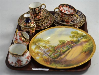 Lot 176 - Assorted Crown Derby including Imari and a Royal Worcester Ann Hathaway's Cottage plate (a.f.)