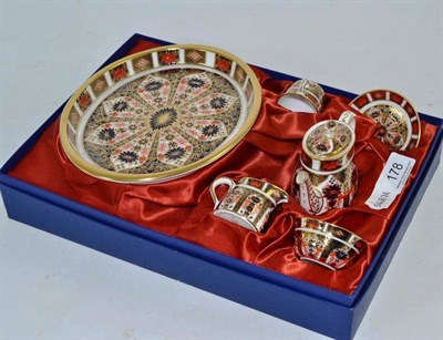 Lot 178 - A Royal Crown Derby 1128 Imari pattern miniature morning tea service, boxed