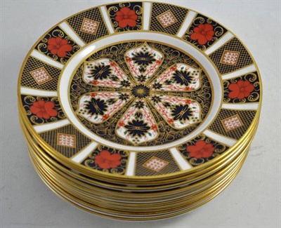 Lot 180 - Twelve Royal Crown Derby Imari pattern 1128 desert plates