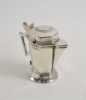 Lot 194 - A George V silver mustard pot, London 1907, with a Georgian mustard spoon