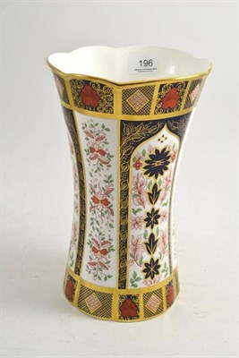 Lot 196 - A Royal Crown Derby Imari pattern 1128 vase, with box