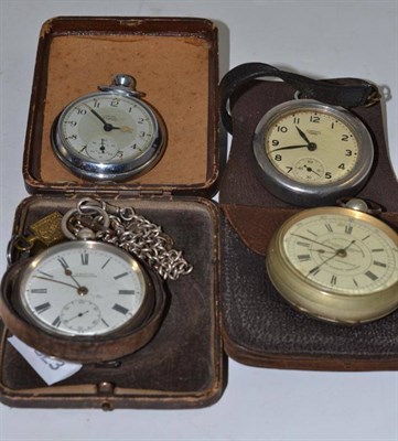 Lot 200 - A silver pocket watch and chain and three other pocket watches