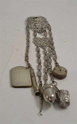 Lot 235 - A silver plated chatelaine