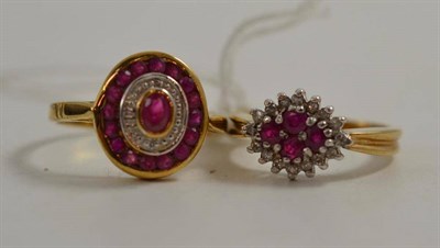 Lot 237 - Two 9ct gold ruby and diamond rings