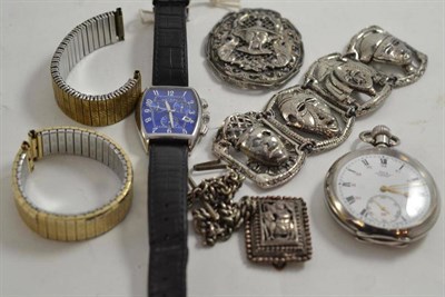 Lot 240 - Rotary watch, silver cased watch, albert chain, etc