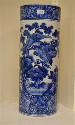 Lot 251 - An Oriental blue and white porcelain stick stand (a.f.)