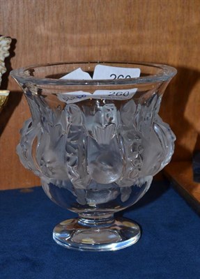 Lot 260 - A modern Lalique clear and opaque glass baluster vase moulded with doves