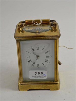 Lot 266 - A brass striking and repeating carriage clock, movement stamped with Epee mark