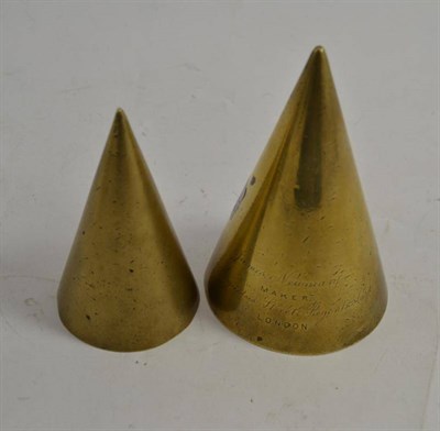 Lot 267 - Two brass cones, one stamped 'James Newman maker 4 Augustus Street Regents Park, London'