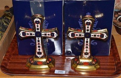 Lot 290 - Two Royal Crown Derby Imari crosses (complete) (one second), 22cm high