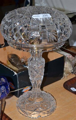 Lot 296 - Cut glass mushroom lamp and shade