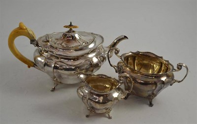 Lot 304 - Three piece silver tea set, Sheffield assay