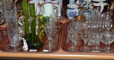 Lot 306 - Two trays of decorative glass including a set of four anchor etched wine glasses, a set of four...