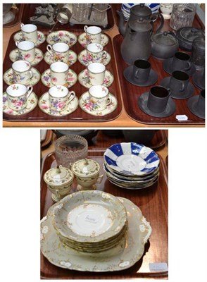 Lot 315 - A set of eleven Royal Crown Derby coffee cans and twelve saucers of Posies pattern on a cream...