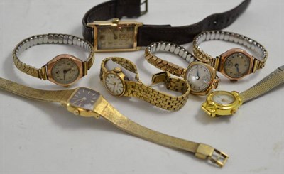 Lot 319 - A gent's gold cased Rotary Maximus wristwatch, three gold cased watches and three others