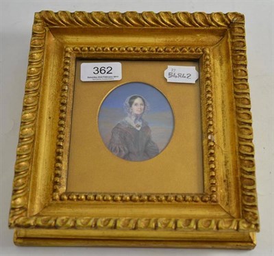 Lot 362 - Elizabeth Lotborn - Miniature portrait of a lady wearing a lace bonnet, signed and dated 1841,...