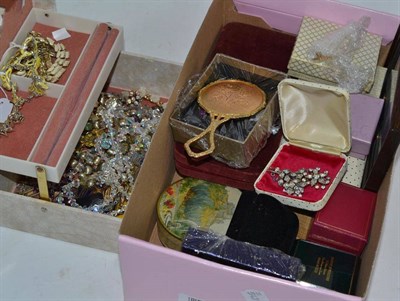 Lot 364 - A quantity of assorted silver and costume jewellery and coins (in two boxes)