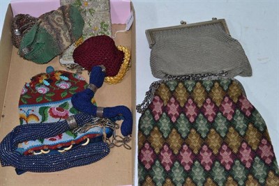 Lot 371 - Assorted 19th century and later purses including six assorted miser purses mainly with cut...