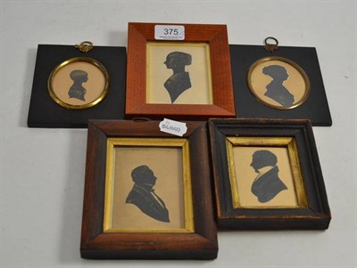 Lot 375 - Five 19th century silhouette portraits