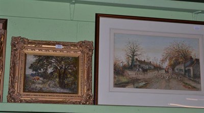 Lot 402 - William Greaves, early 20th century - 'At Grimbold, Knaresborough', a farm worker on a woodland...