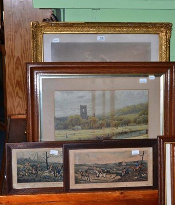 Lot 408 - Gilt framed print Tilbury Port, three sporting prints and a colour print