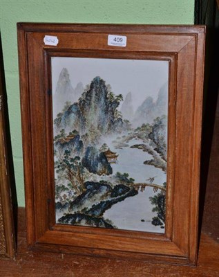 Lot 409 - Chinese framed ceramic panel