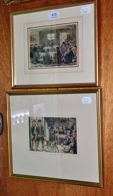 Lot 416 - G A Short, pair of watercolours, interior scenes - men drinking in a public house