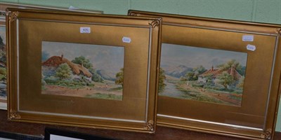 Lot 435 - J S Elliot, cottage scenes, a pair of watercolours