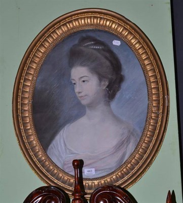 Lot 443 - Oval pastel after William Hoare of Bath - elegant Georgian lady