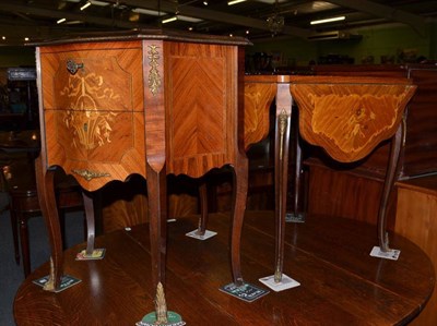 Lot 477 - Reproduction mahogany inlaid French style occasional table and small chest (2)