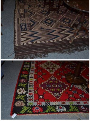 Lot 508 - Mamaina Kilim Afghan Turkestan the lattice field enclosed by hooked motif borders 430cm x...