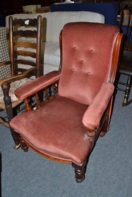 Lot 514 - A late Victorian mahogany framed open armchair