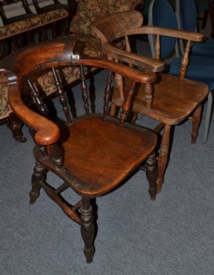 Lot 526 - Two smokers bow armchairs