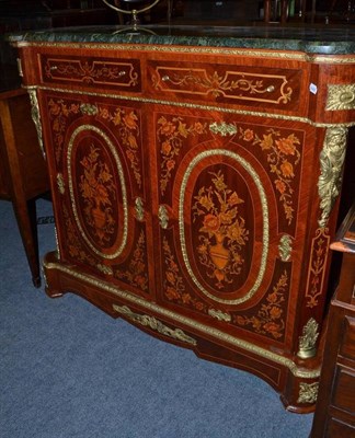 Lot 551 - A French style side cabinet with green marble top