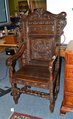 Lot 612 - A Victorian oak Wainscot chair