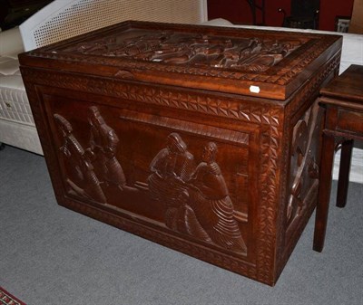 Lot 642 - A West African large carved hardwood linen chest