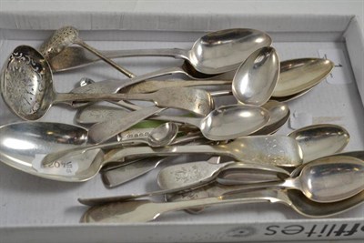 Lot 1 - A collection of predominantly Exeter silver flatware including a sifter spoon, Josiah Williams & Co