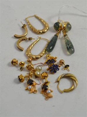 Lot 39 - Two pairs of stone set screw fitting earrings and various other earrings