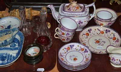 Lot 59 - Two trays of lustred tea wares etc