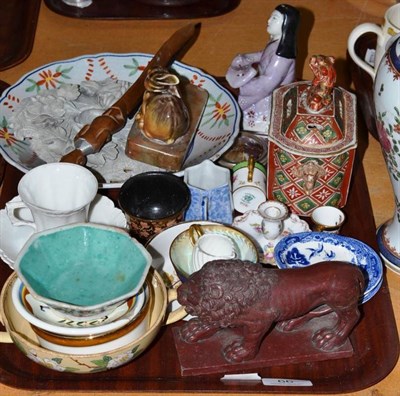 Lot 66 - A Sampson vase and cover, a Japanese censer, a quantity of ceramics etc including miniatures