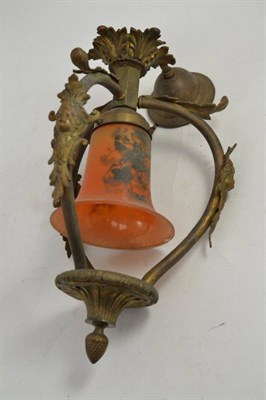 Lot 75 - French gilt metal light fitting with cameo shade