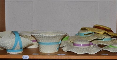 Lot 94 - Twelve assorted pottery hat shaped wall pockets/planters/plaques, mostly Falcon Ware (12)