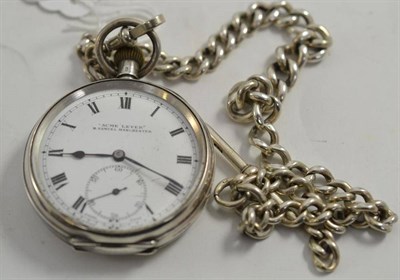 Lot 105 - A silver pocket watch and chain