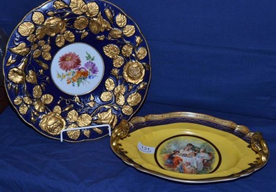 Lot 131 - Meissen cabinet plate and a Czech two handled dish