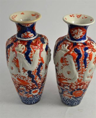 Lot 138 - Pair of Japanese Imari vases, 31cm high