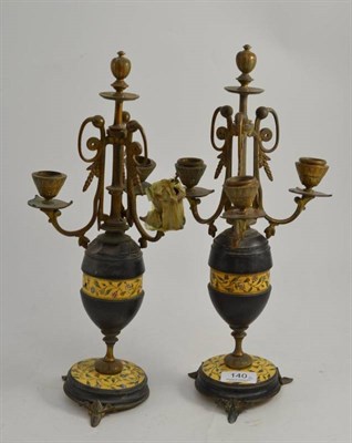 Lot 140 - Pair of cloisonne candelabra (a.f.)