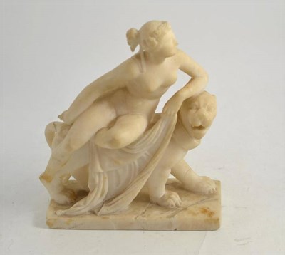 Lot 177 - Alabaster figure of a nude seated on a tiger (a.f.)
